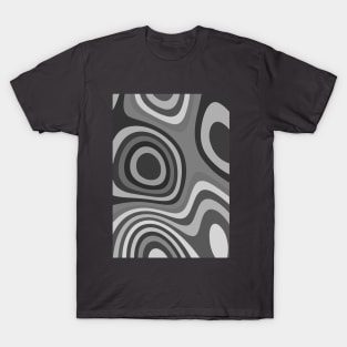 Grey & Funky Abstract Fluid Pattern Design T-Shirt